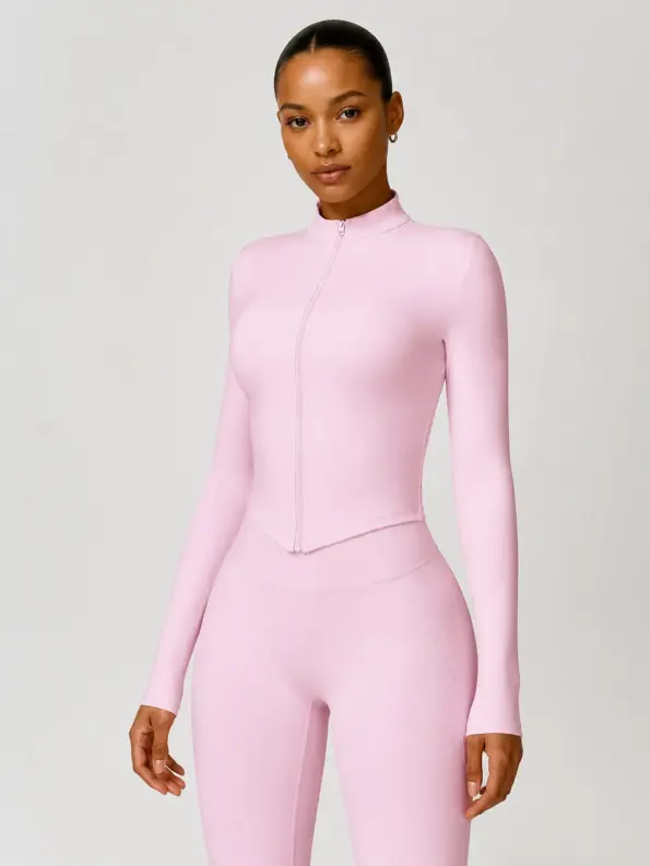 Marlowe Current Cropped Full-Zip Jacket — light pink — general — authoritative variation match