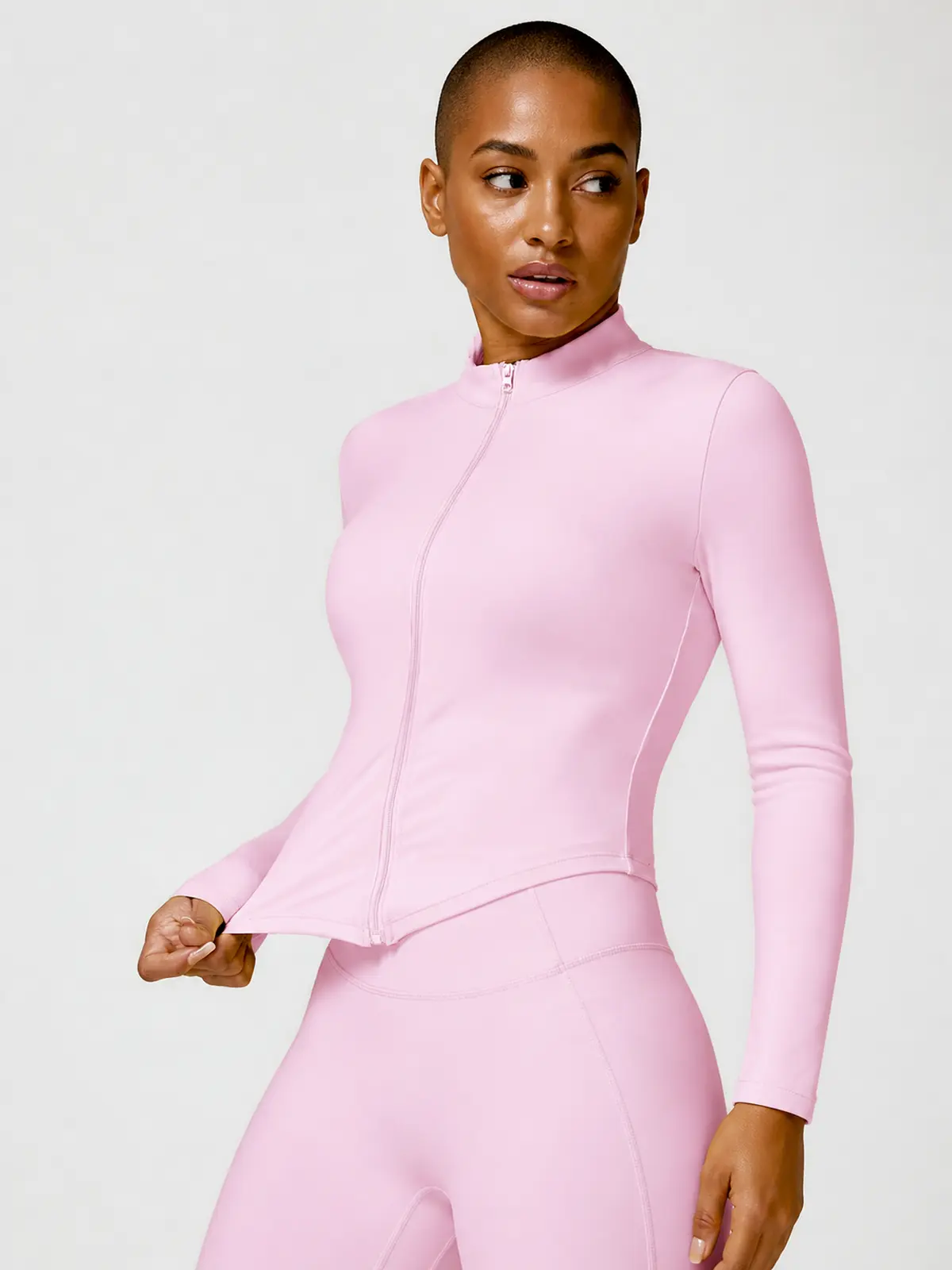 Marlowe Current Cropped Full-Zip Jacket — light pink — general — authoritative variation match
