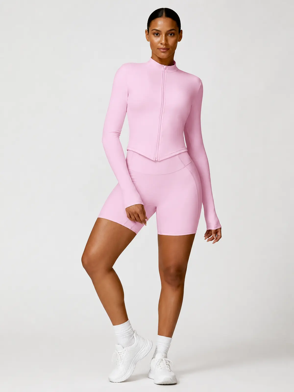 Marlowe Current Cropped Full-Zip Jacket — light pink — general — authoritative variation match