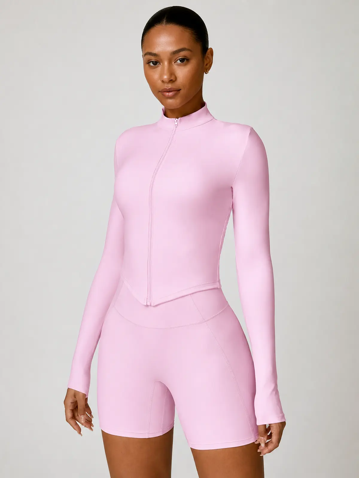 Marlowe Current Cropped Full-Zip Jacket — light pink — general — authoritative variation match