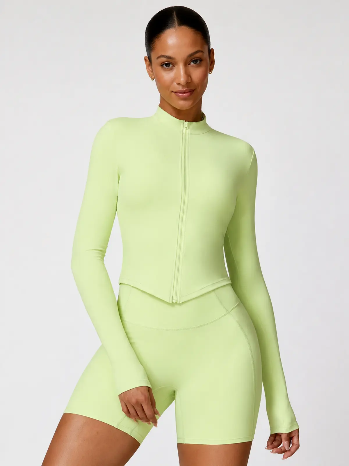 Marlowe Current Cropped Full-Zip Jacket — light yellow green — general — authoritative variation image