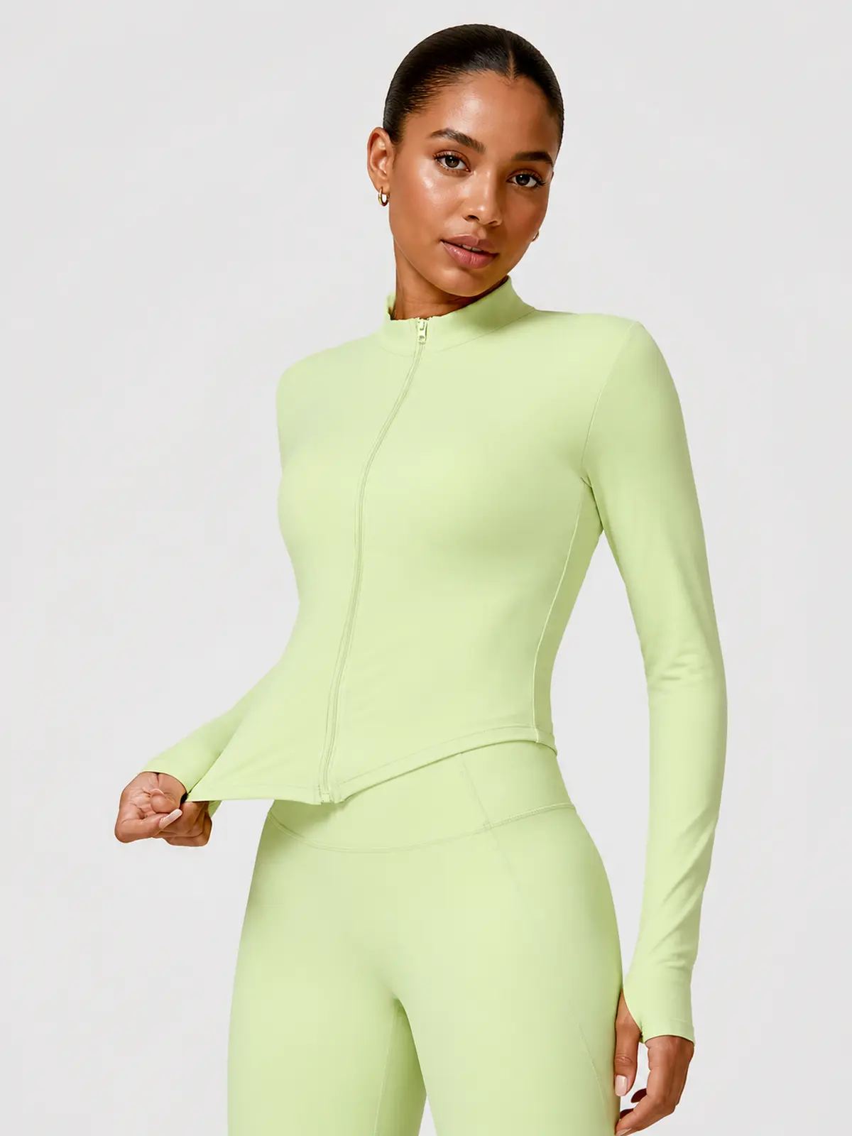 Marlowe Current Cropped Full-Zip Jacket — light yellow green — authoritative variation match