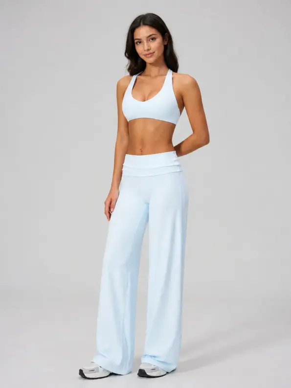 Marrow Sky Sports Bra and Wide-Leg Pants Set — pale blue — general — authoritative variation image