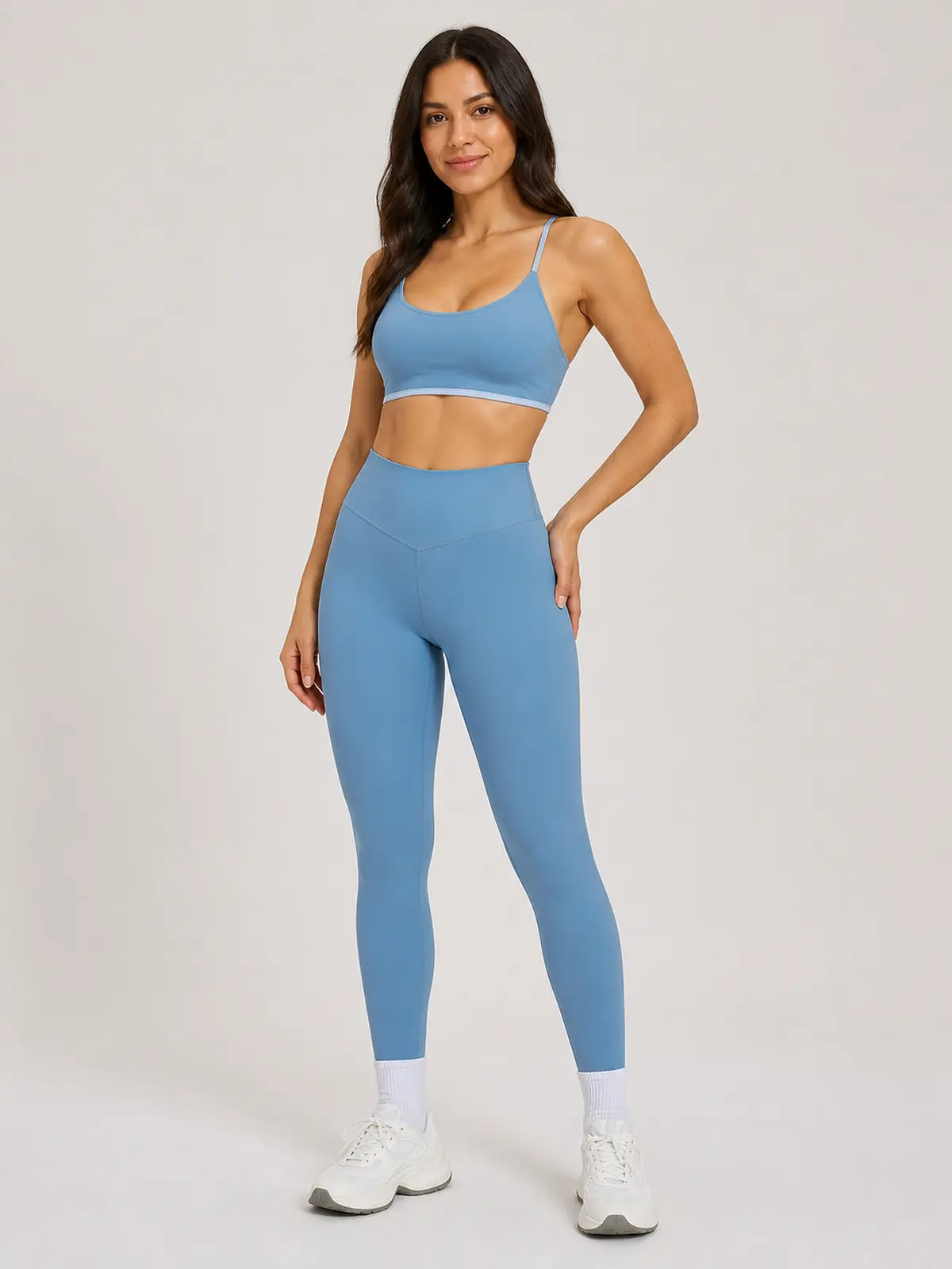 Meadow Note Sports Bra and Full-Length Leggings Set — light blue — general — authoritative variation match