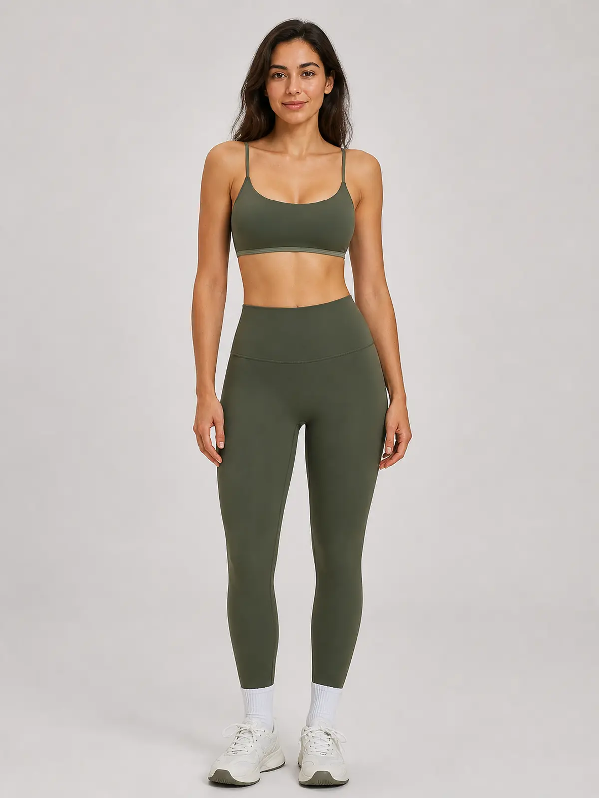 Meadow Note Sports Bra and Full-Length Leggings Set — moss green — general — authoritative variation match