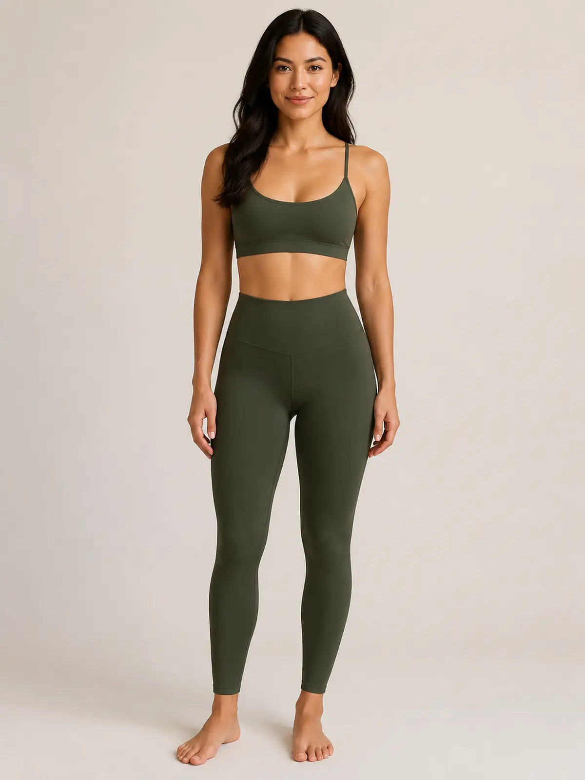 Meadow Note Sports Bra and Full-Length Leggings Set — moss green — general — authoritative variation match
