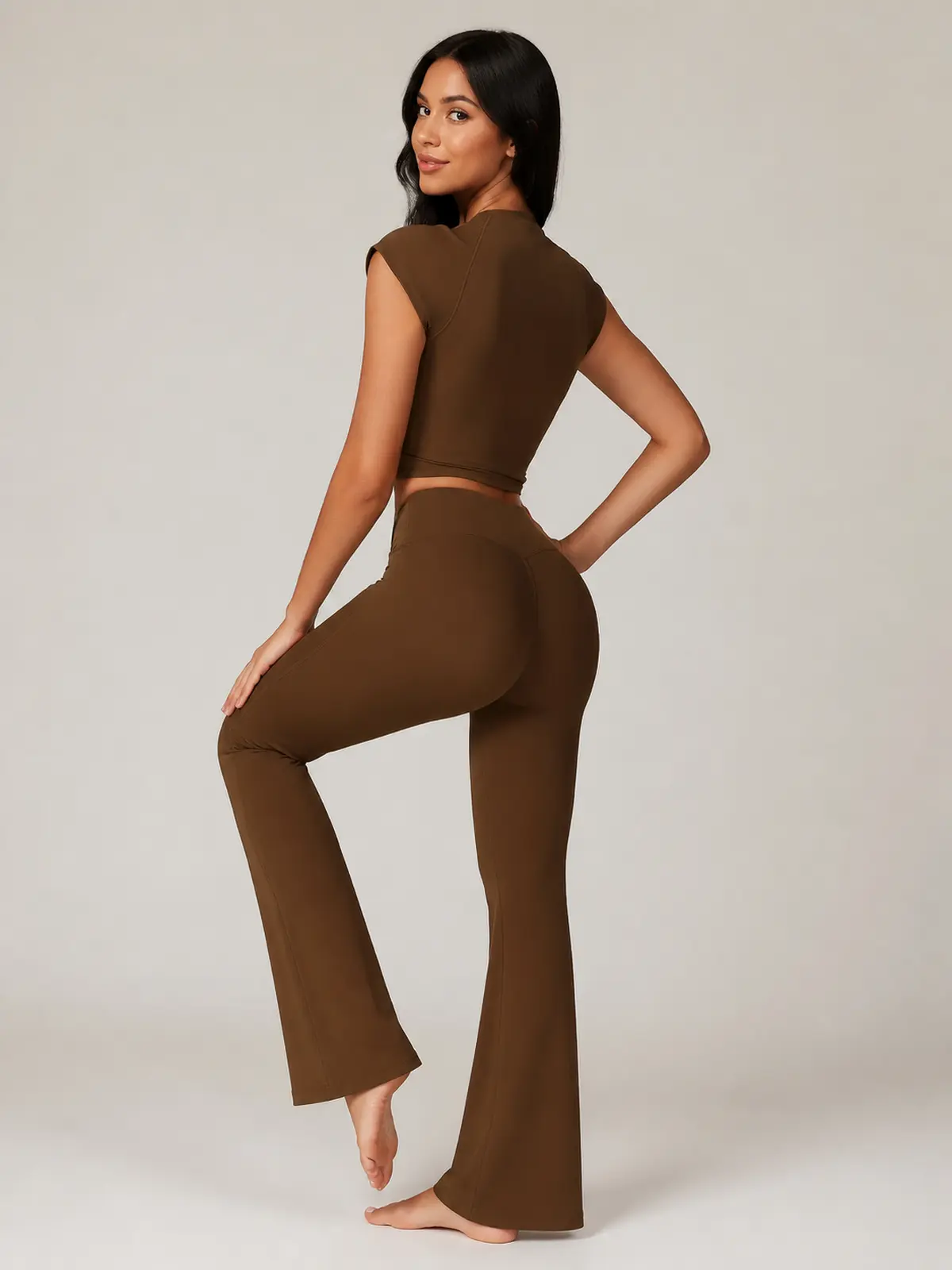 Meridian Ink T-Shirt and Flare Leggings Set — brown — general — assigned human anchor cluster