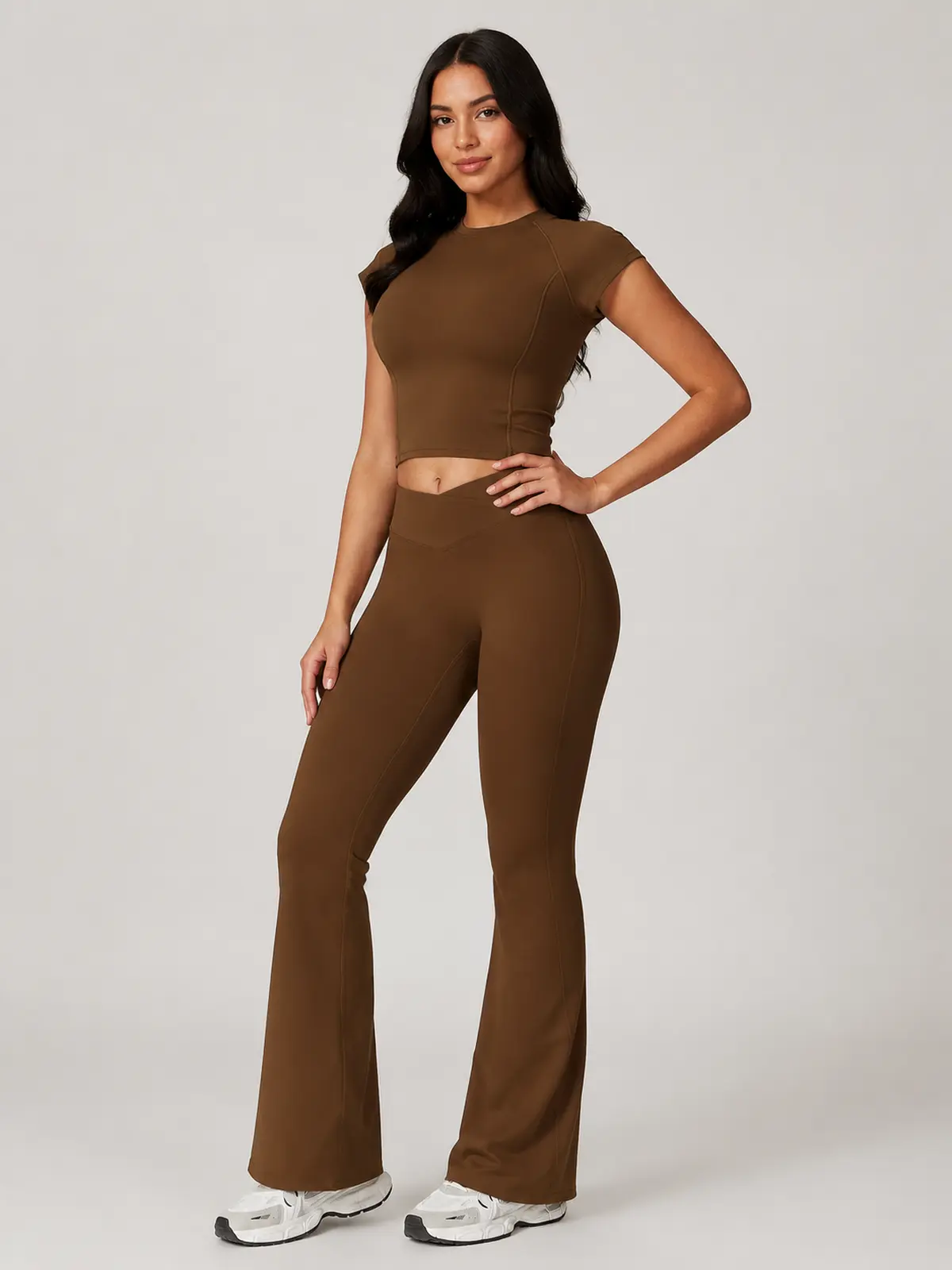 Meridian Ink T-Shirt and Flare Leggings Set — brown — general — authoritative variation match