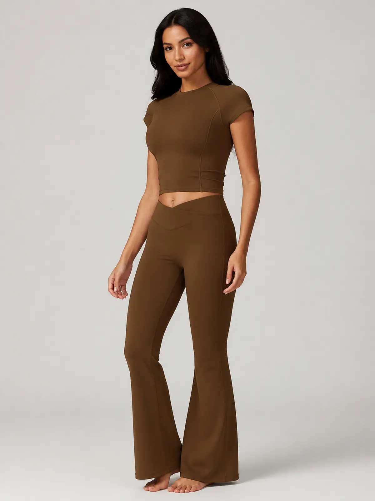 Meridian Ink T-Shirt and Flare Leggings Set — brown — general — authoritative variation match