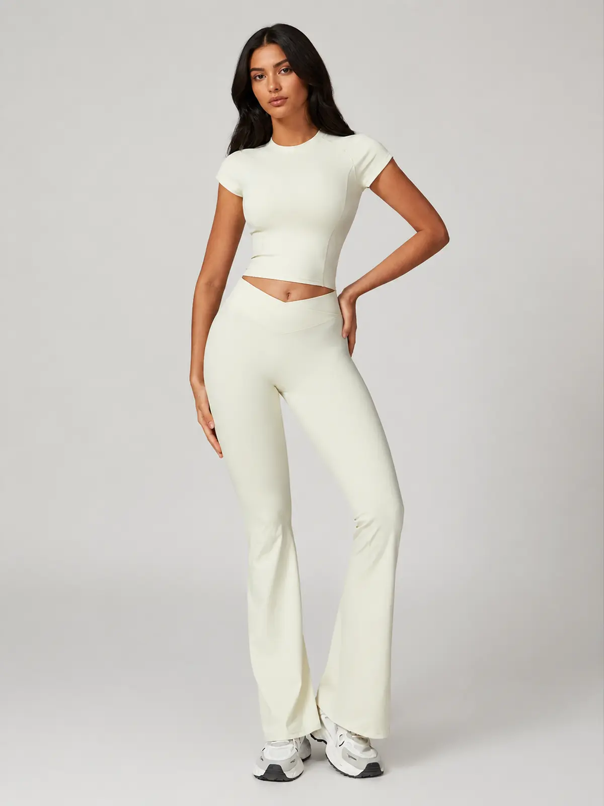 Meridian Ink T-Shirt and Flare Leggings Set — cream apricot — general — authoritative variation image