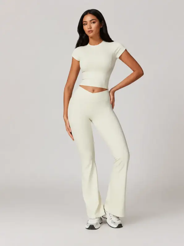 Meridian Ink T-Shirt and Flare Leggings Set — cream apricot — general — authoritative variation match