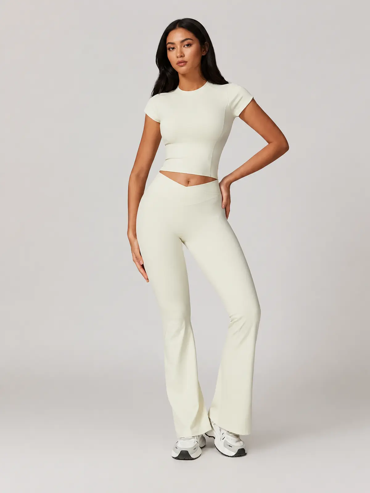 Meridian Ink T-Shirt and Flare Leggings Set — cream apricot — general — authoritative variation match