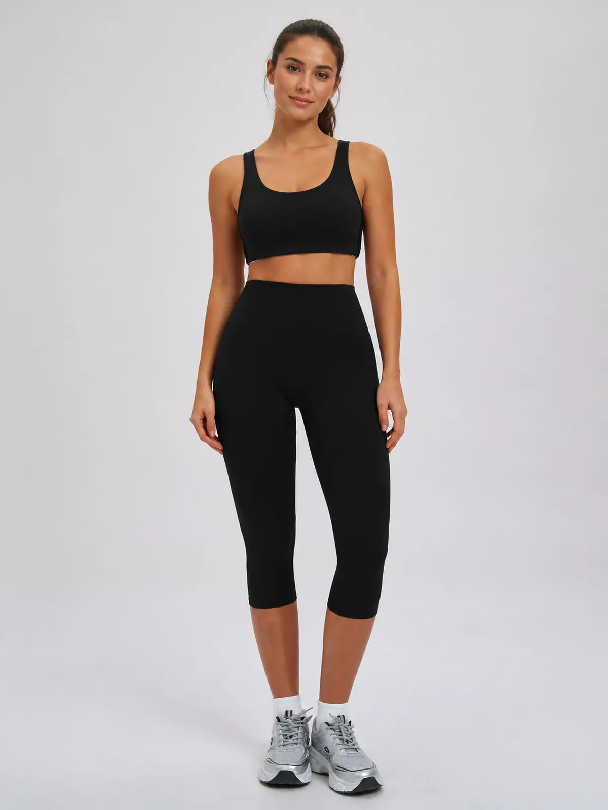 Midday Arc High-Rise Capri Leggings — black — capri-leggings — authoritative variation match