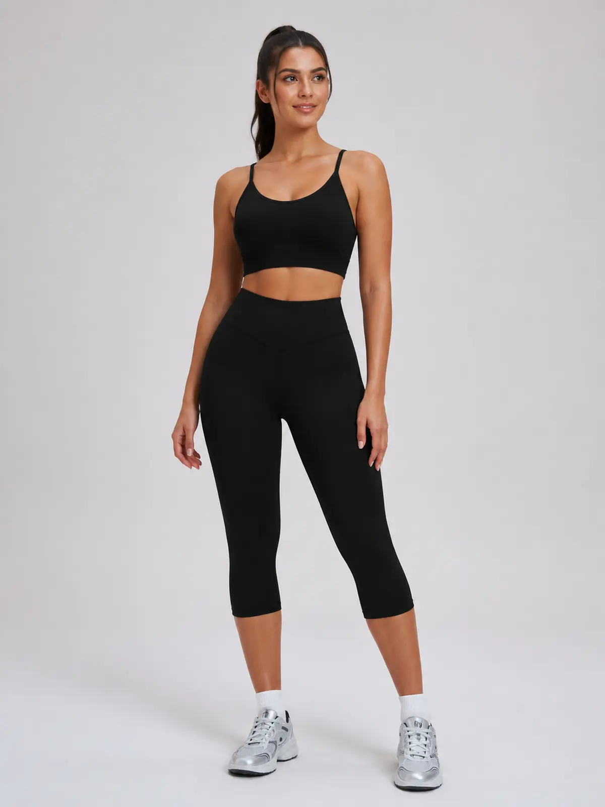 Midday Arc High-Rise Capri Leggings — black — capri-leggings — authoritative variation match