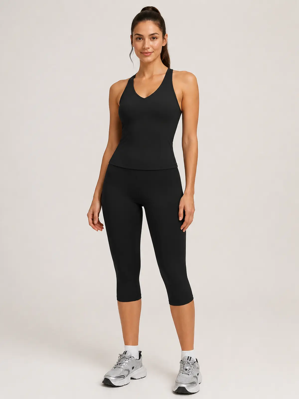 Midday Arc High-Rise Capri Leggings — black — capri-leggings — authoritative variation match
