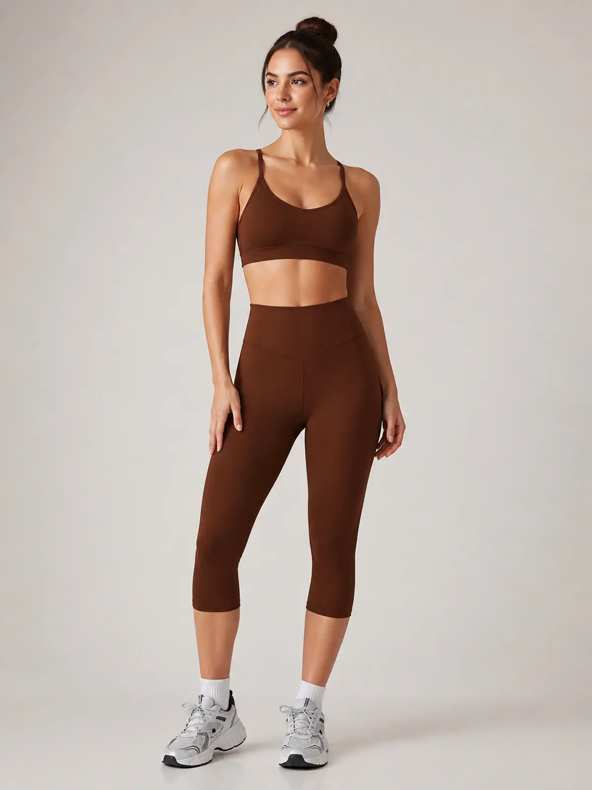 Midday Arc High-Rise Capri Leggings — chocolate brown — capri-leggings — authoritative variation match