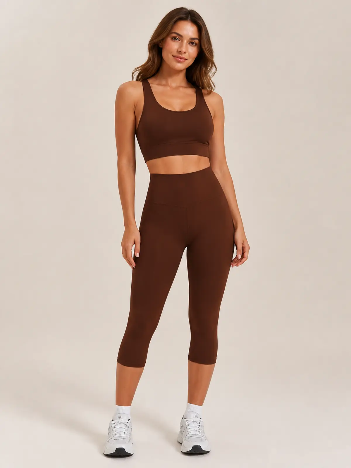 Midday Arc High-Rise Capri Leggings — chocolate brown — capri-leggings — authoritative variation match