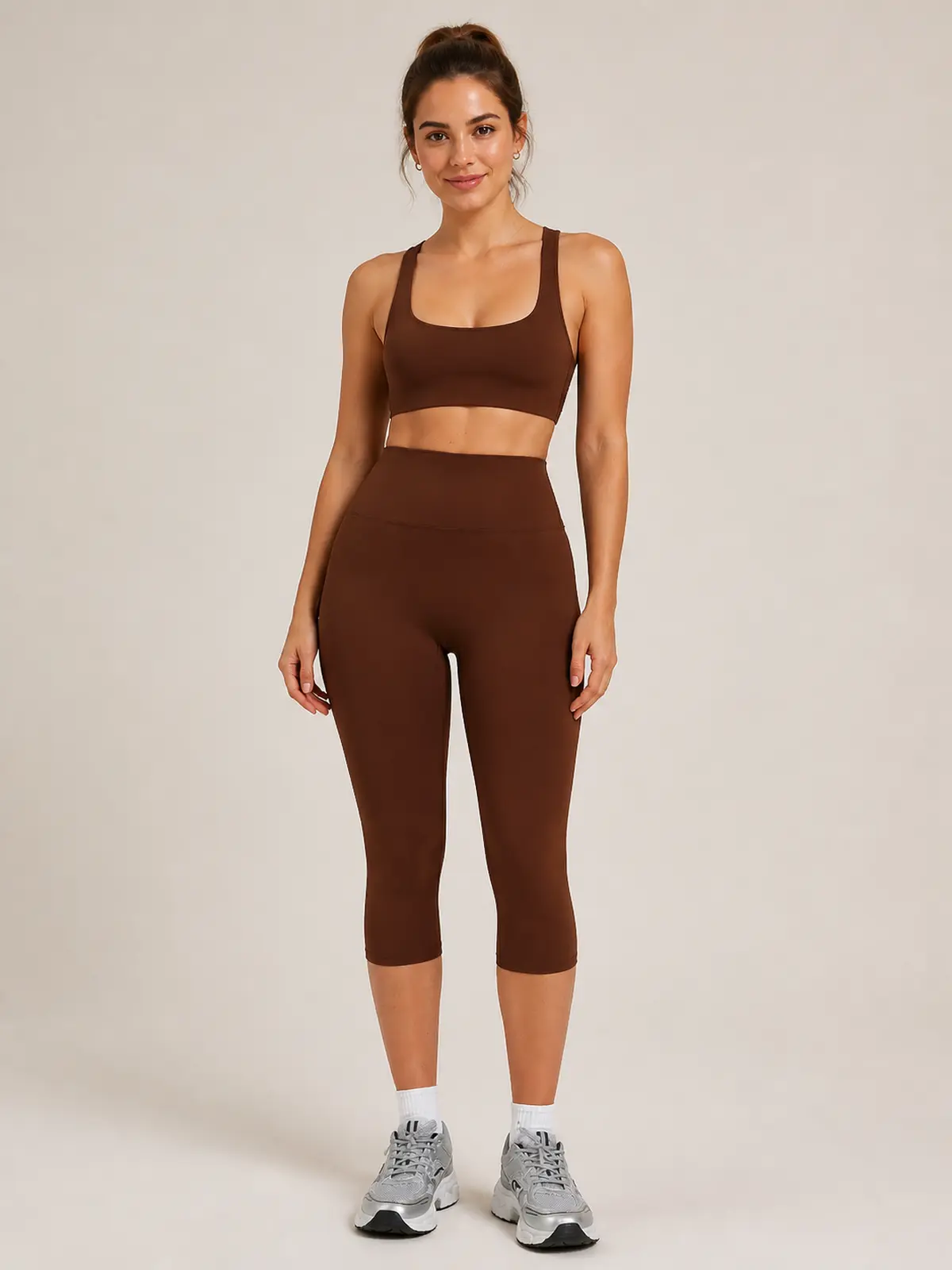 Midday Arc High-Rise Capri Leggings — chocolate brown — capri-leggings — authoritative variation match