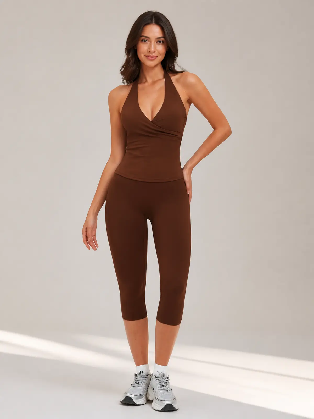 Midday Arc High-Rise Capri Leggings — chocolate brown — general — authoritative variation match