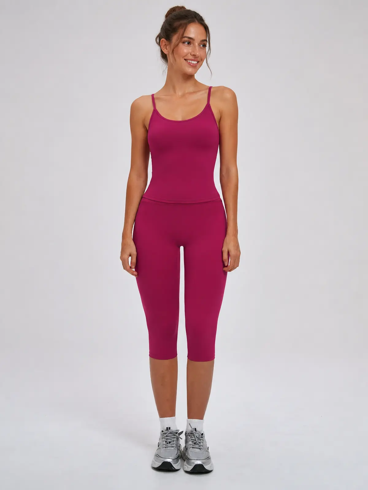 Midday Arc High-Rise Capri Leggings — raspberry red — capri-leggings — authoritative variation match
