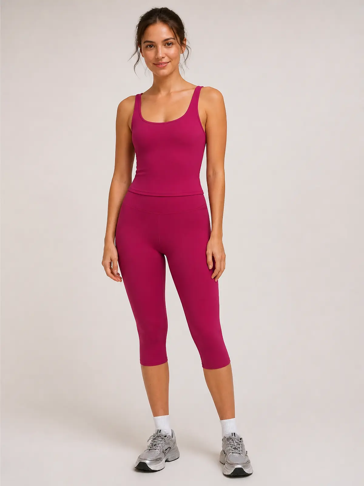 Midday Arc High-Rise Capri Leggings — raspberry red — capri-leggings — authoritative variation match
