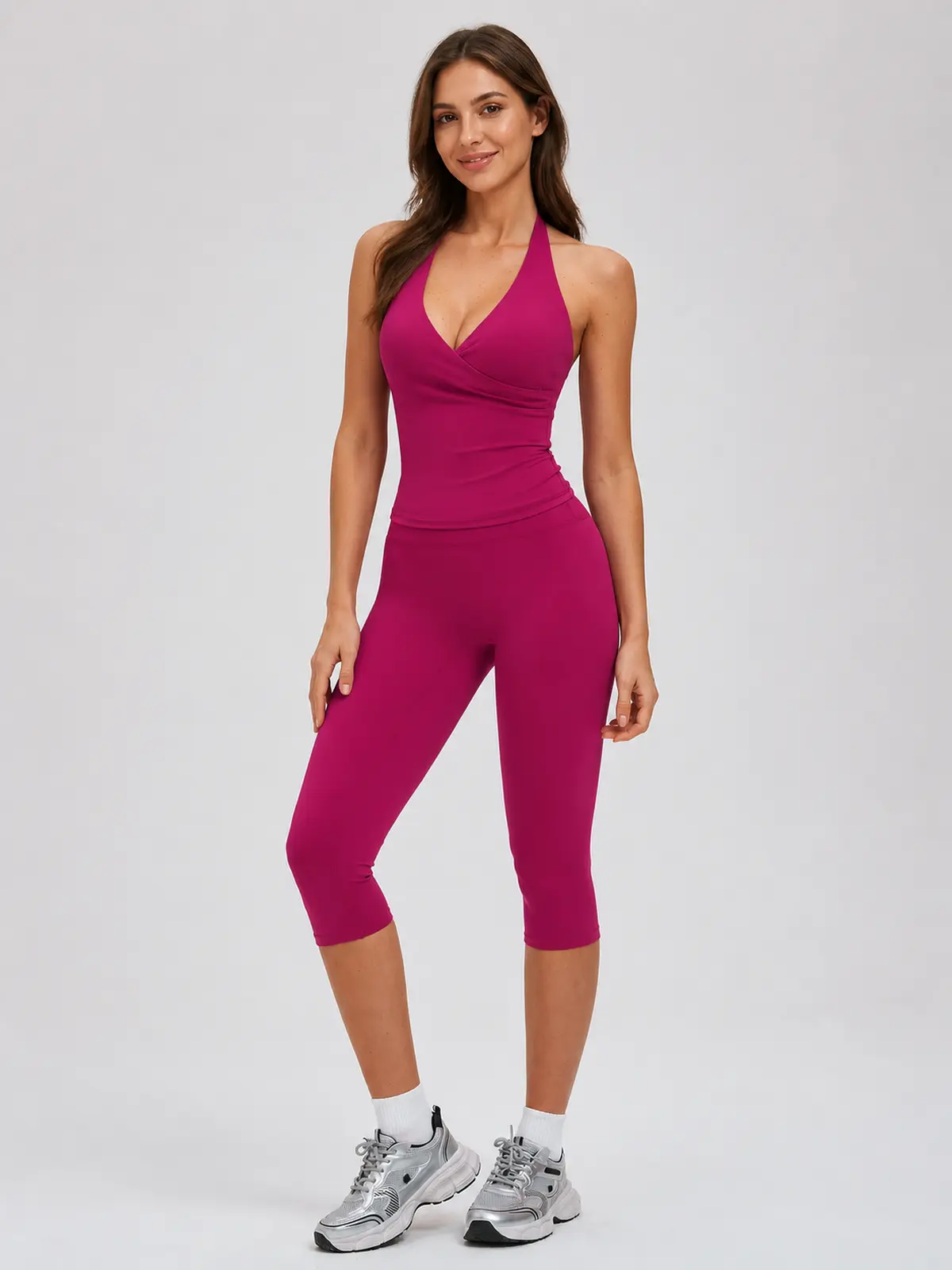 Midday Arc High-Rise Capri Leggings — raspberry red — capri-leggings — authoritative variation match