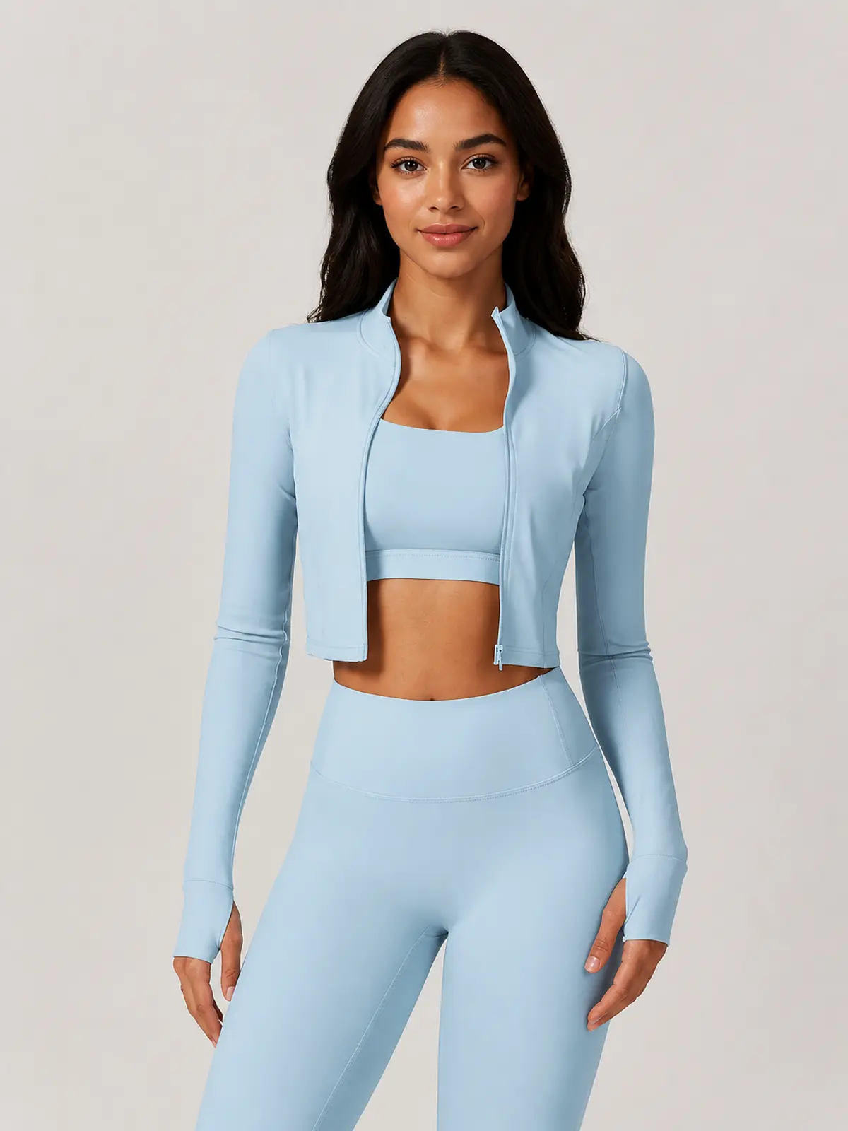 Motion Arc Cropped Zip-Front Yoga Jacket — light sky blue — general — authoritative variation match