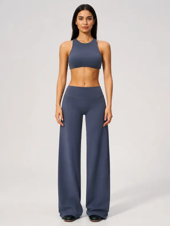 Night Garden Sports Bra and Wide-Leg Pants Set — dark slate blue — general — authoritative variation image