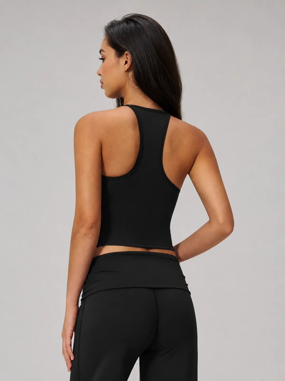Orbit Line Longline Sports Bra — black — top-leggings-set — authoritative variation match