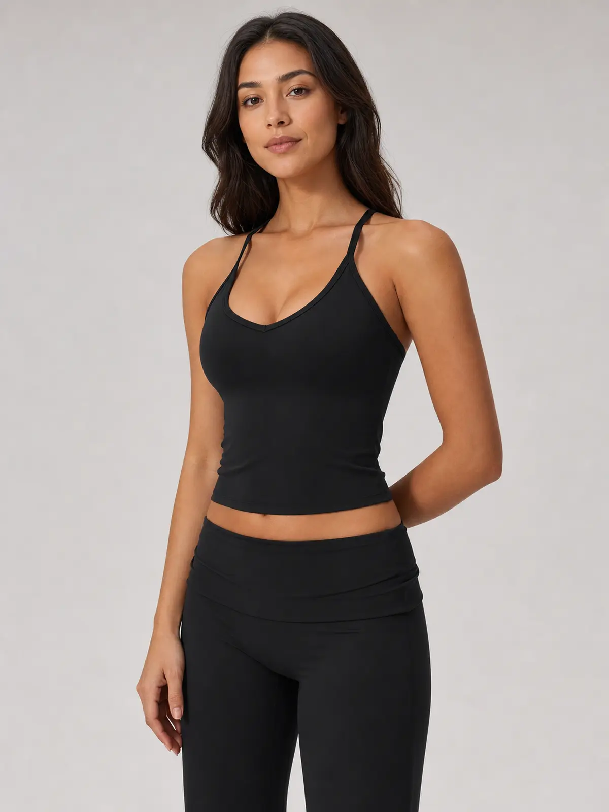 Orbit Line Longline Sports Bra — black — top-leggings-set — authoritative variation match