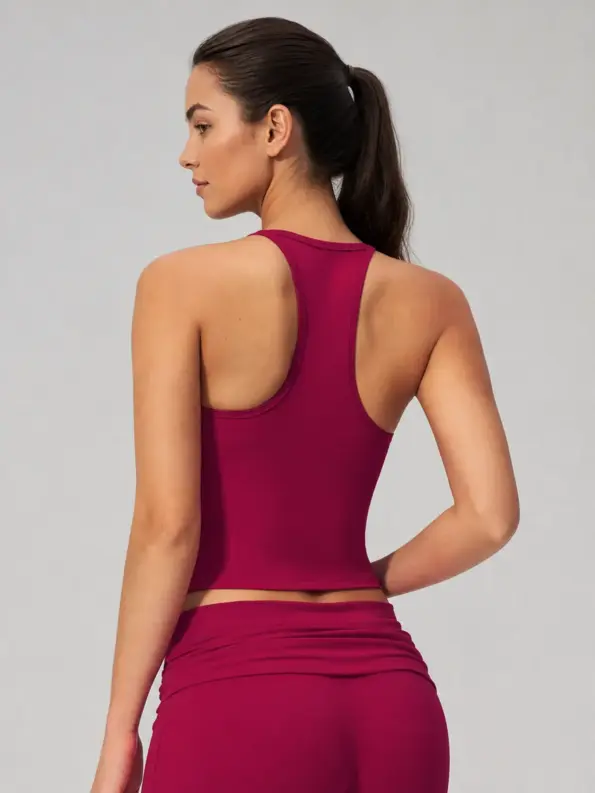 Orbit Line Longline Sports Bra — raspberry red — top — authoritative variation match