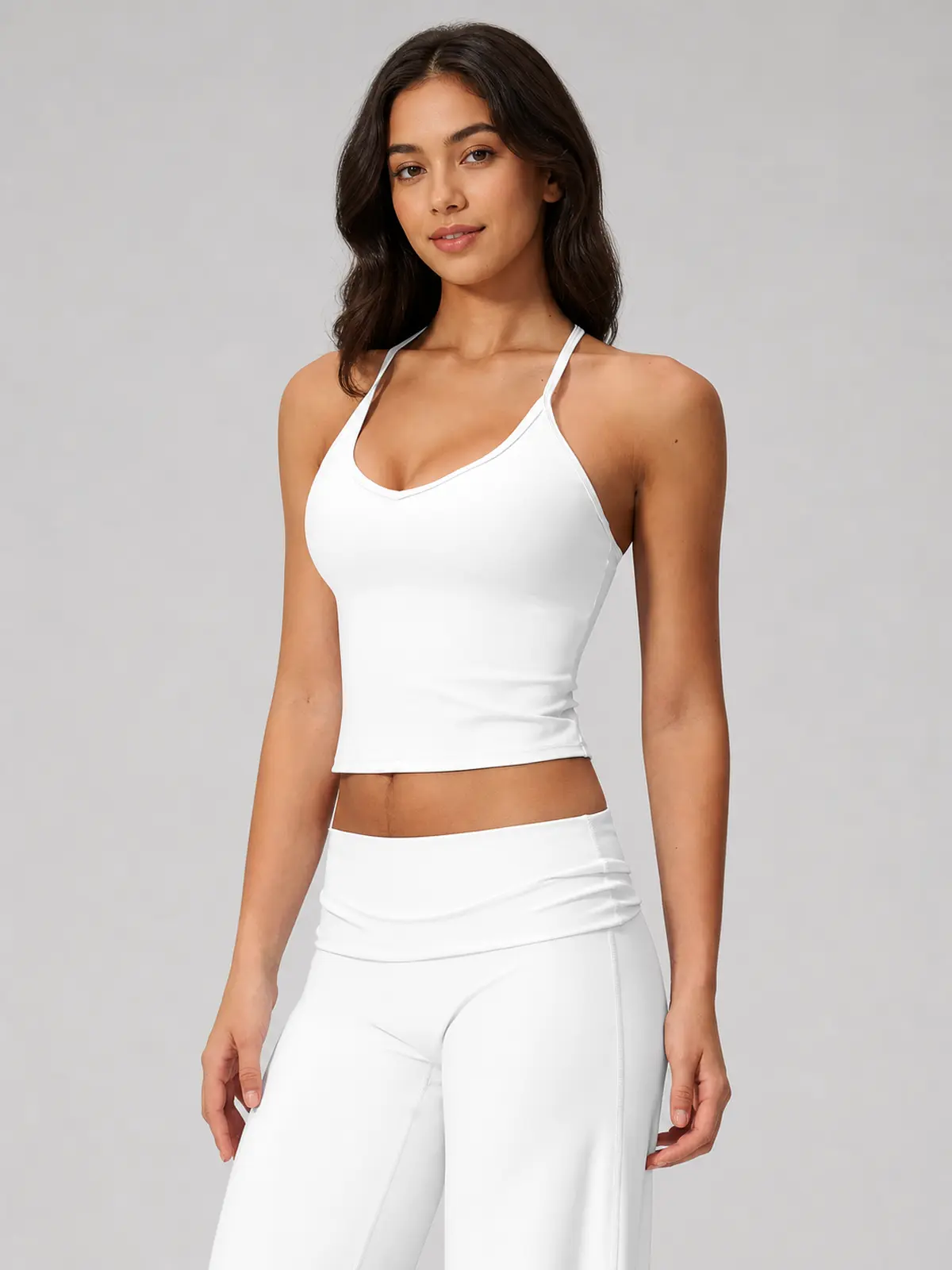 Orbit Line Longline Sports Bra — white — top-leggings-set — authoritative variation match