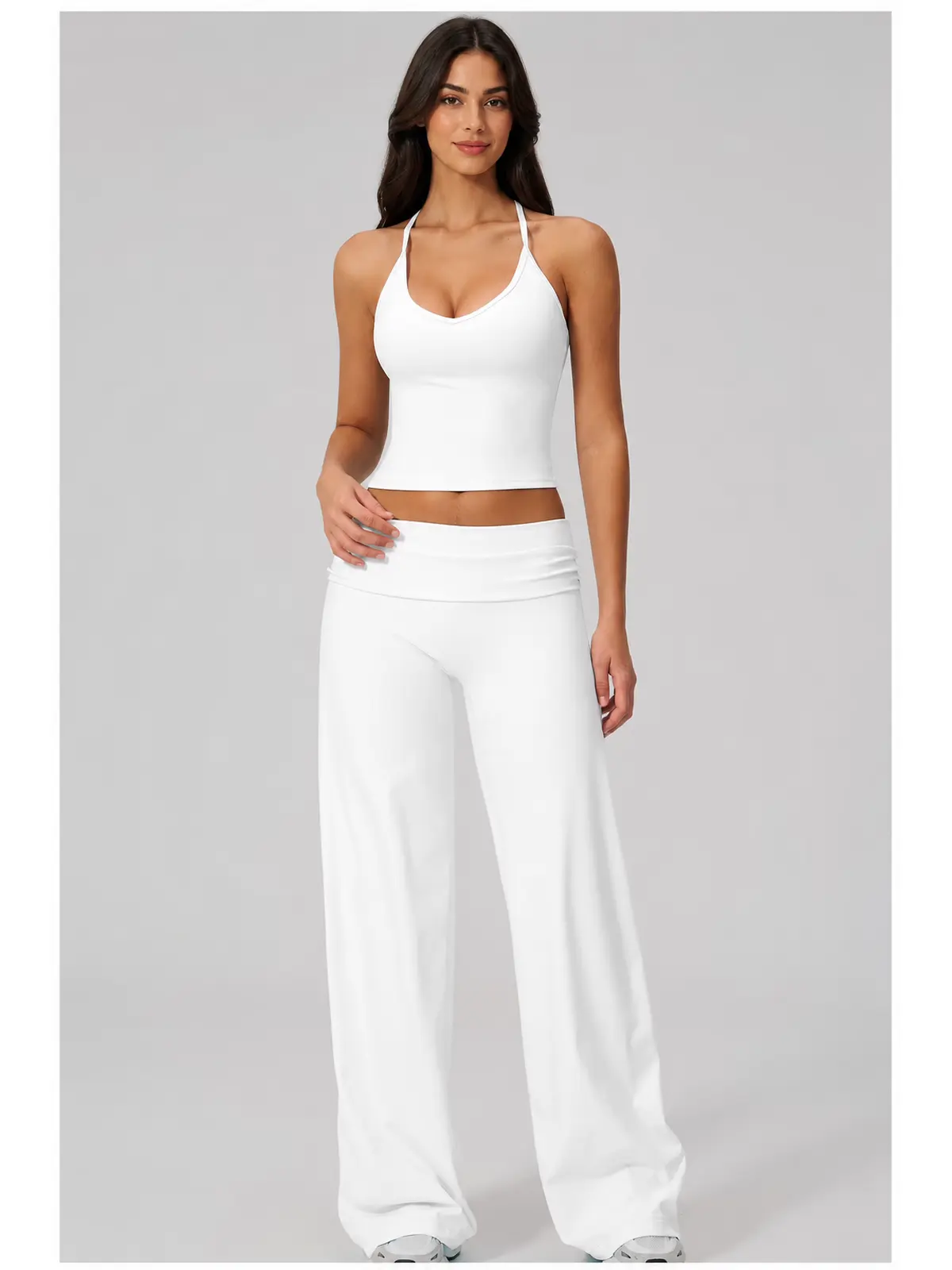 Orbit Line Longline Sports Bra — white — top-leggings-set — authoritative variation match