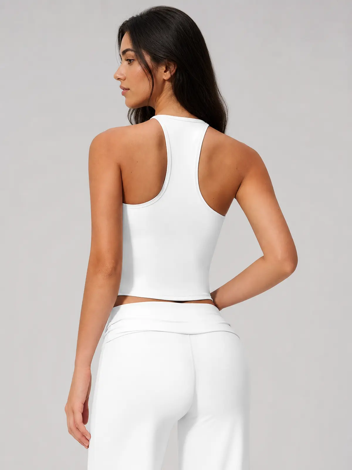 Orbit Line Longline Sports Bra — white — top-leggings-set — authoritative variation match
