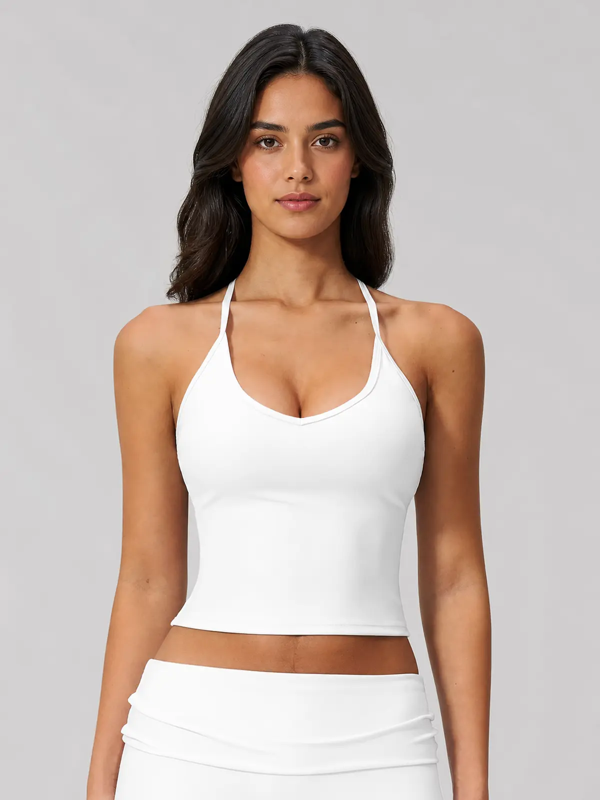 Orbit Line Longline Sports Bra — white — top-skirt-set — authoritative variation match
