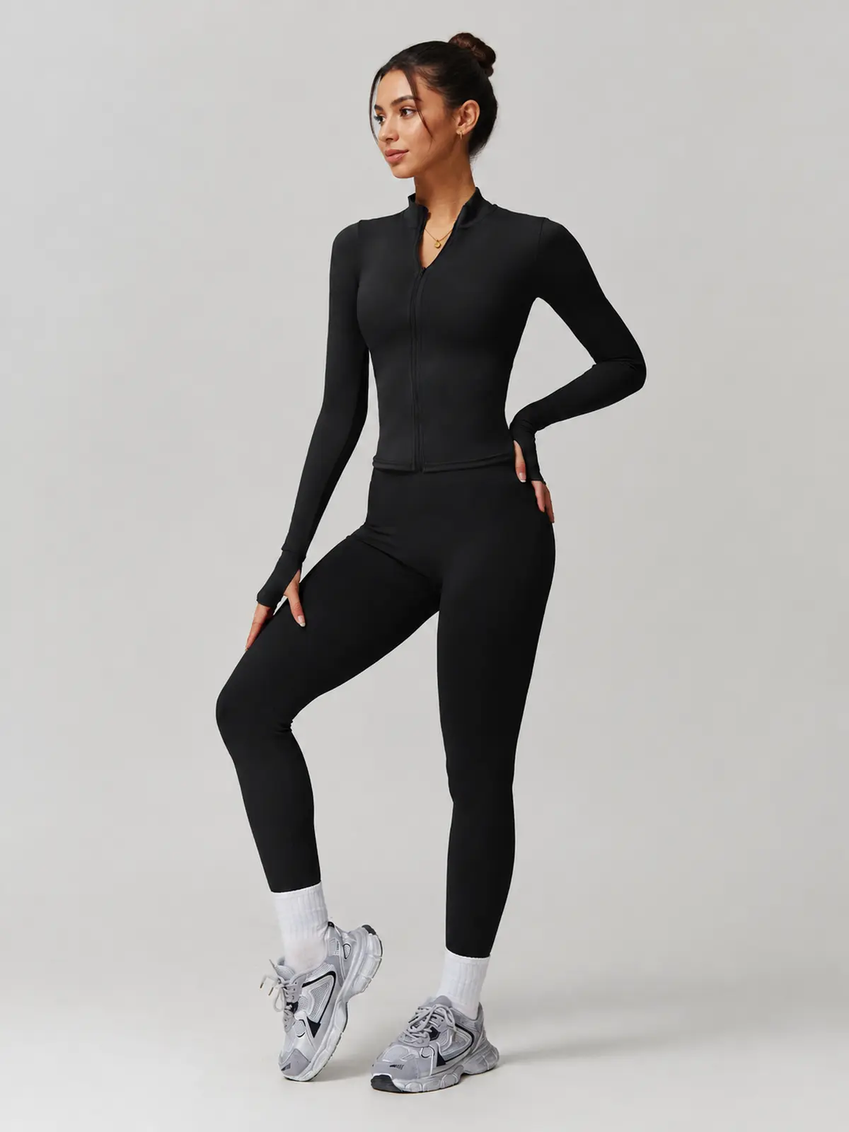 Oriel Drift Zip-Front Jacket and Full-Length Leggings Set — black — general — authoritative variation image