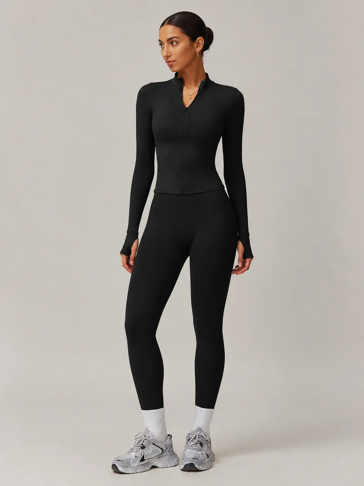 Oriel Drift Zip-Front Jacket and Full-Length Leggings Set — black — general — authoritative variation match