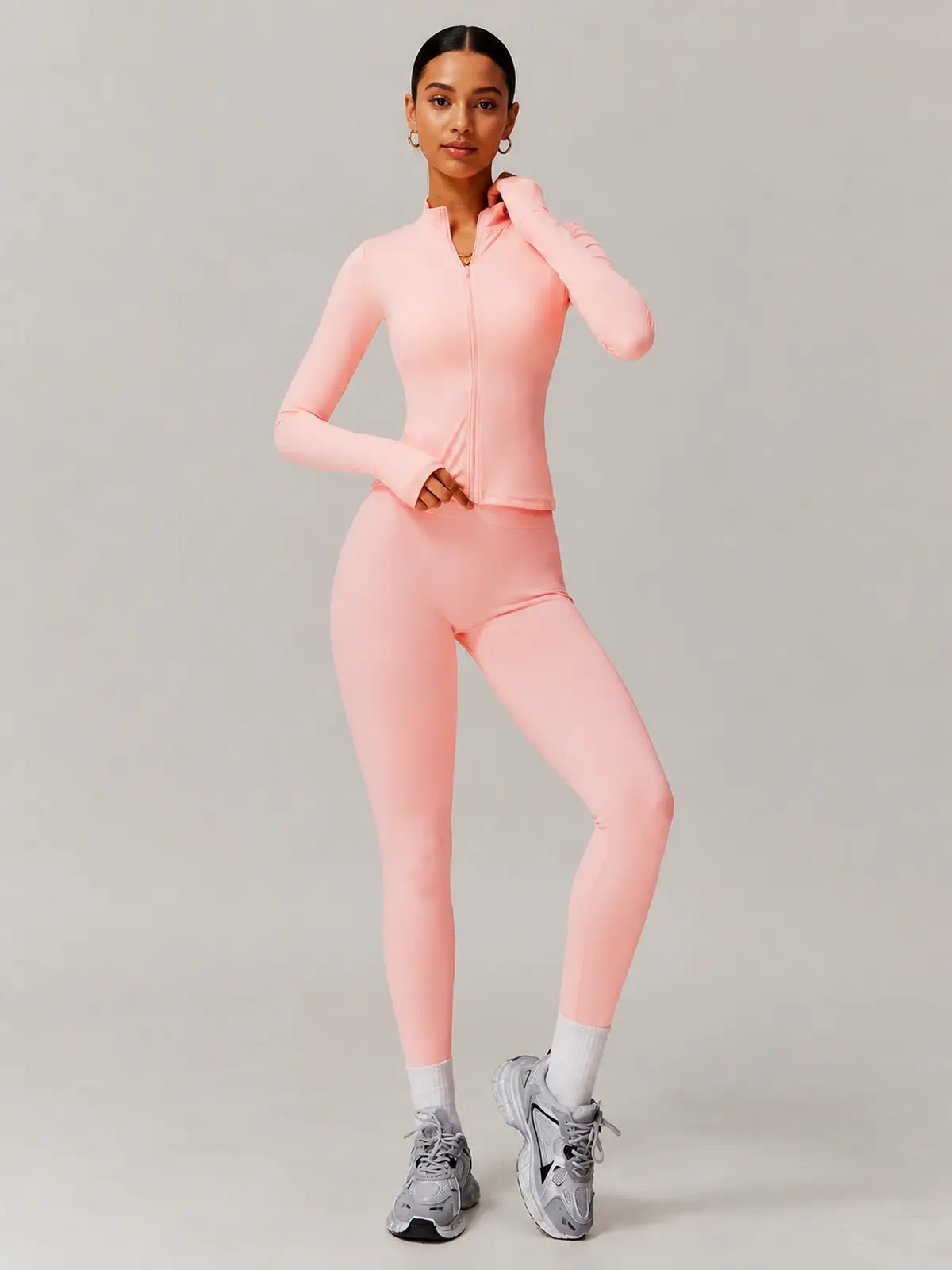 Oriel Drift Zip-Front Jacket and Full-Length Leggings Set — light pink — general — authoritative variation image
