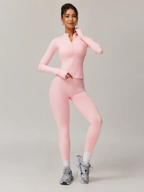 Oriel Drift Zip-Front Jacket and Full-Length Leggings Set — light pink — general — authoritative variation match