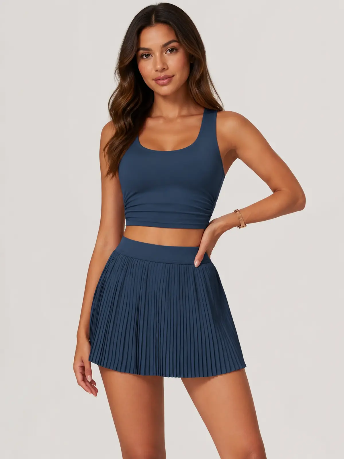 Pleatline Orbit Pleated Yoga Skirt — navy blue — authoritative variation image