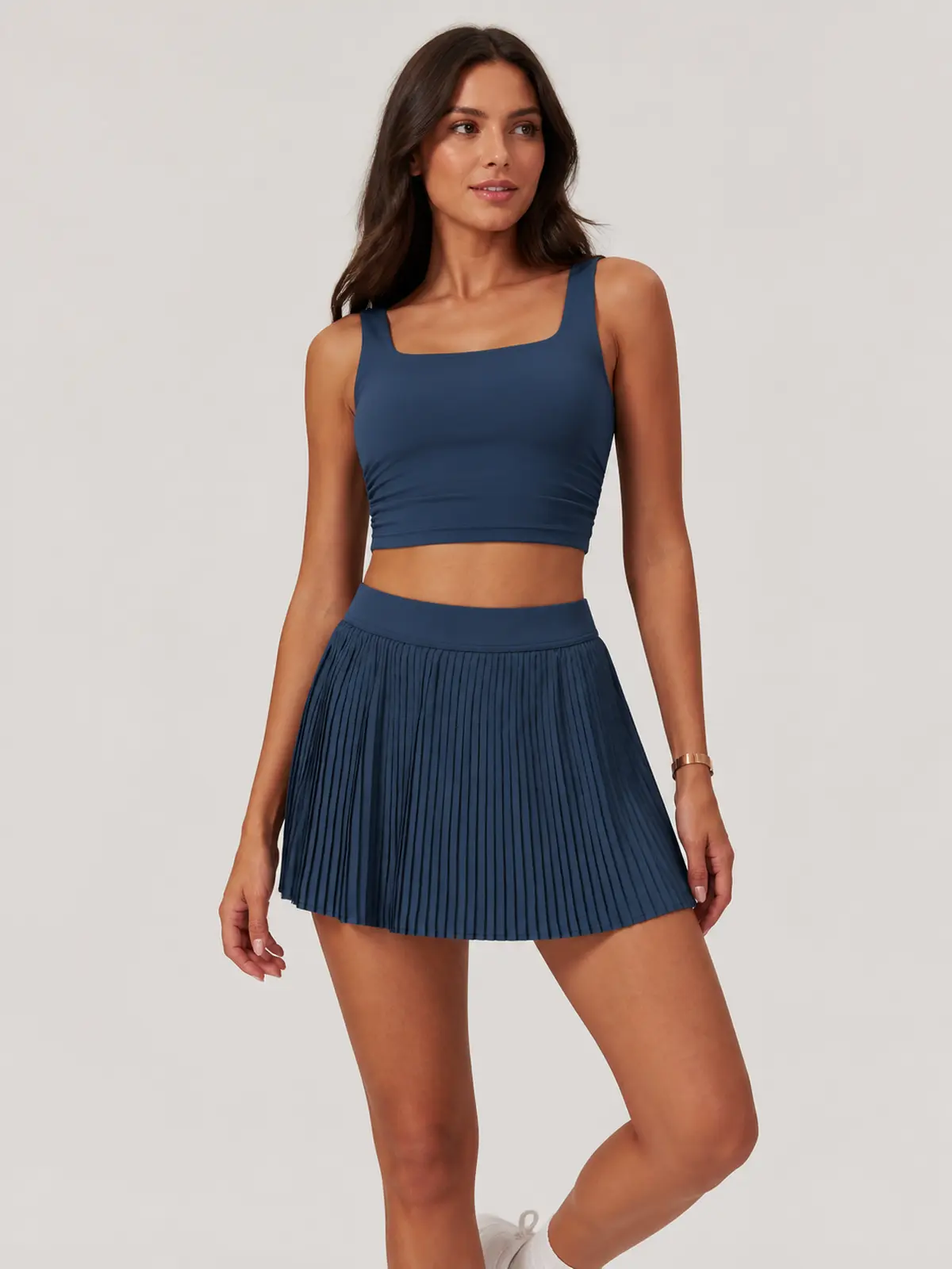 Pleatline Orbit Pleated Yoga Skirt — navy blue — authoritative variation match