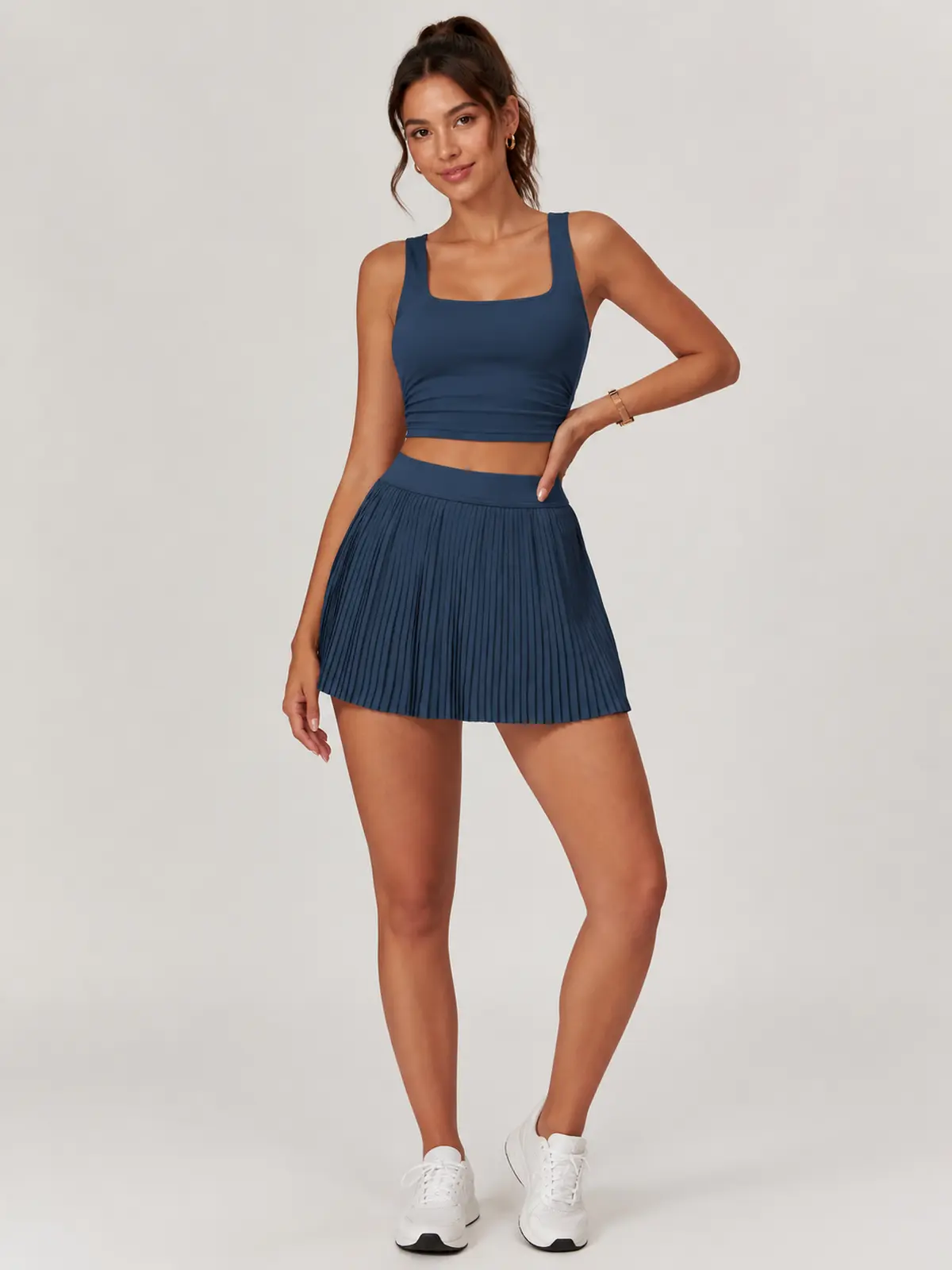 Pleatline Orbit Pleated Yoga Skirt — navy blue — authoritative variation match