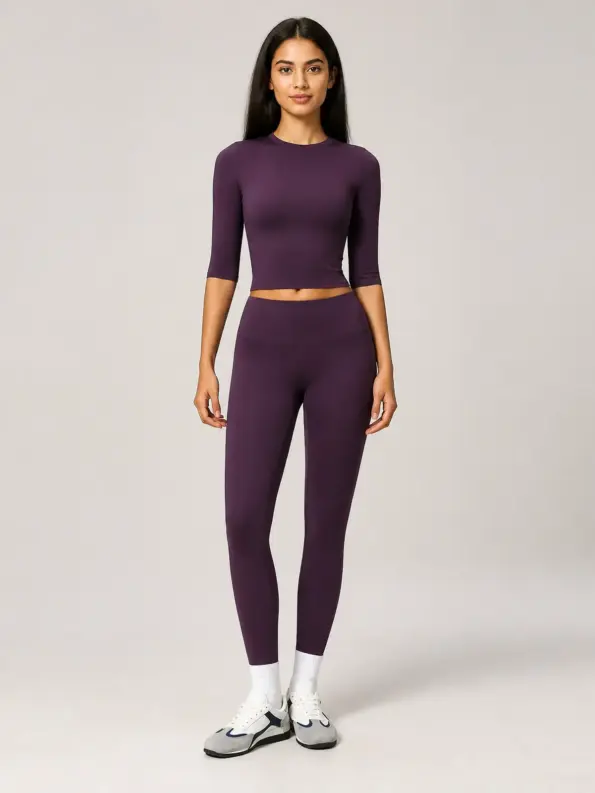 Quiet Meridian Crop Top and Leggings Set — dark purple — general — authoritative variation image