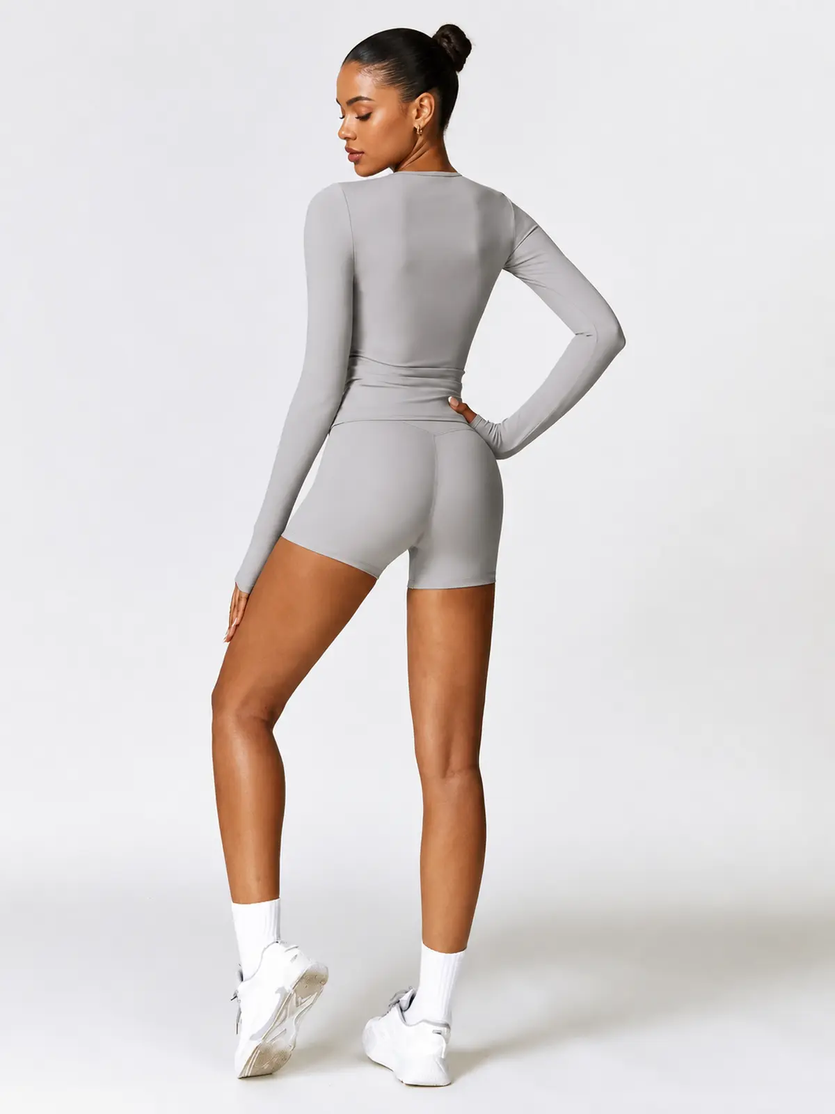 Radian Muse Long-Sleeve Yoga Crop Top — frost grey — general — authoritative variation match