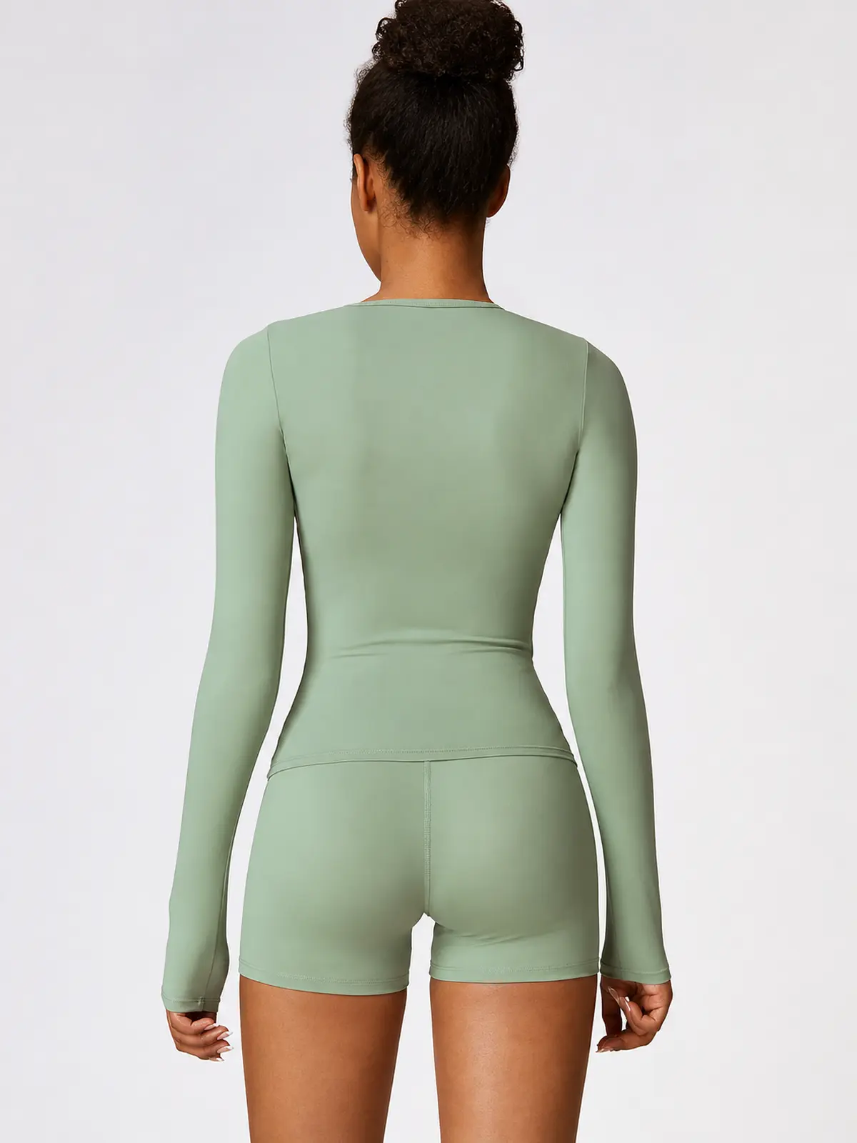 Radian Muse Long-Sleeve Yoga Crop Top — sage green — general — authoritative variation match