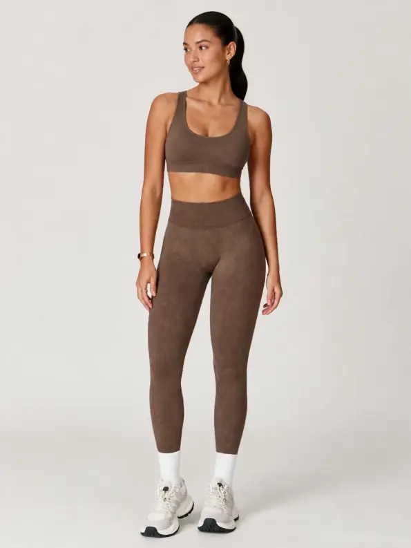 Ribbed Motion Seamless High-Rise Ankle Leggings — brown — authoritative variation match