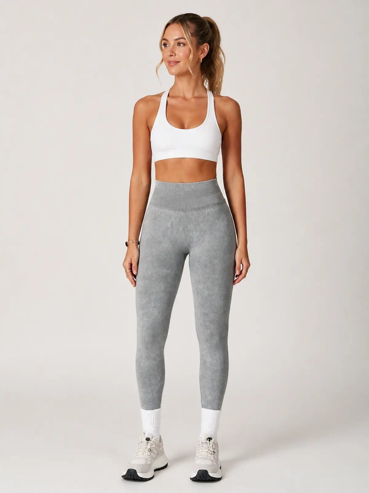 Ribbed Motion Seamless High-Rise Ankle Leggings — gray — authoritative variation image