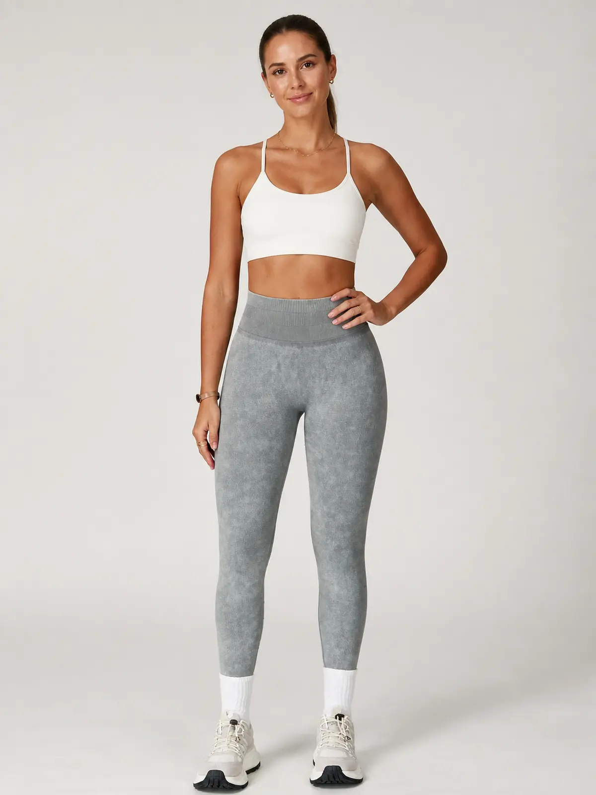 Ribbed Motion Seamless High-Rise Ankle Leggings — gray — authoritative variation match