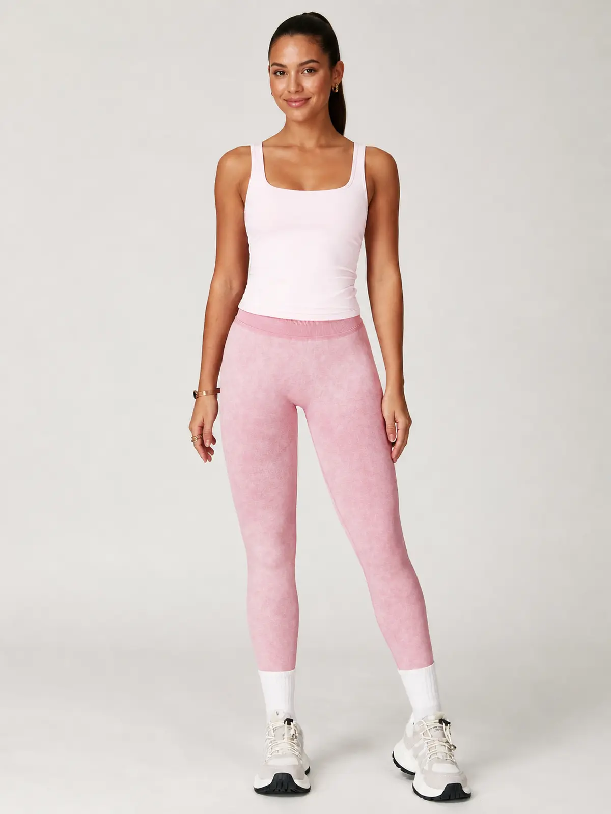 Ribbed Motion Seamless High-Rise Ankle Leggings — light pink — authoritative variation image