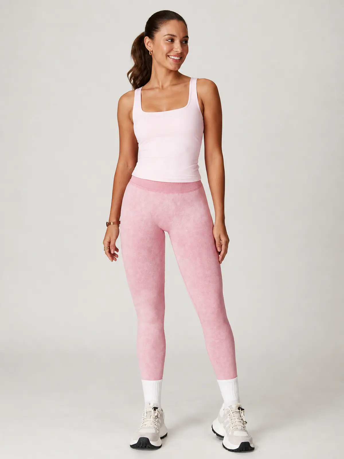 Ribbed Motion Seamless High-Rise Ankle Leggings — light pink — authoritative variation match